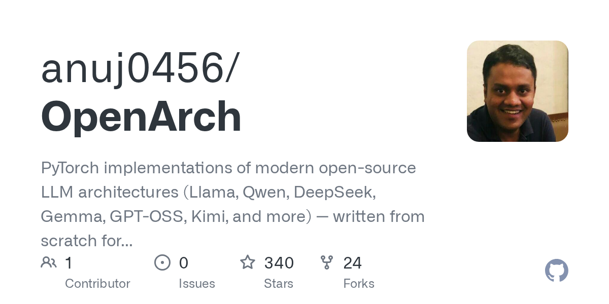 OpenArch — PyTorch implementations of modern LLM architectures