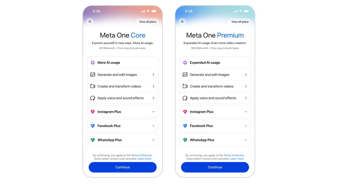 Meta launches One bundles pairing social apps with AI