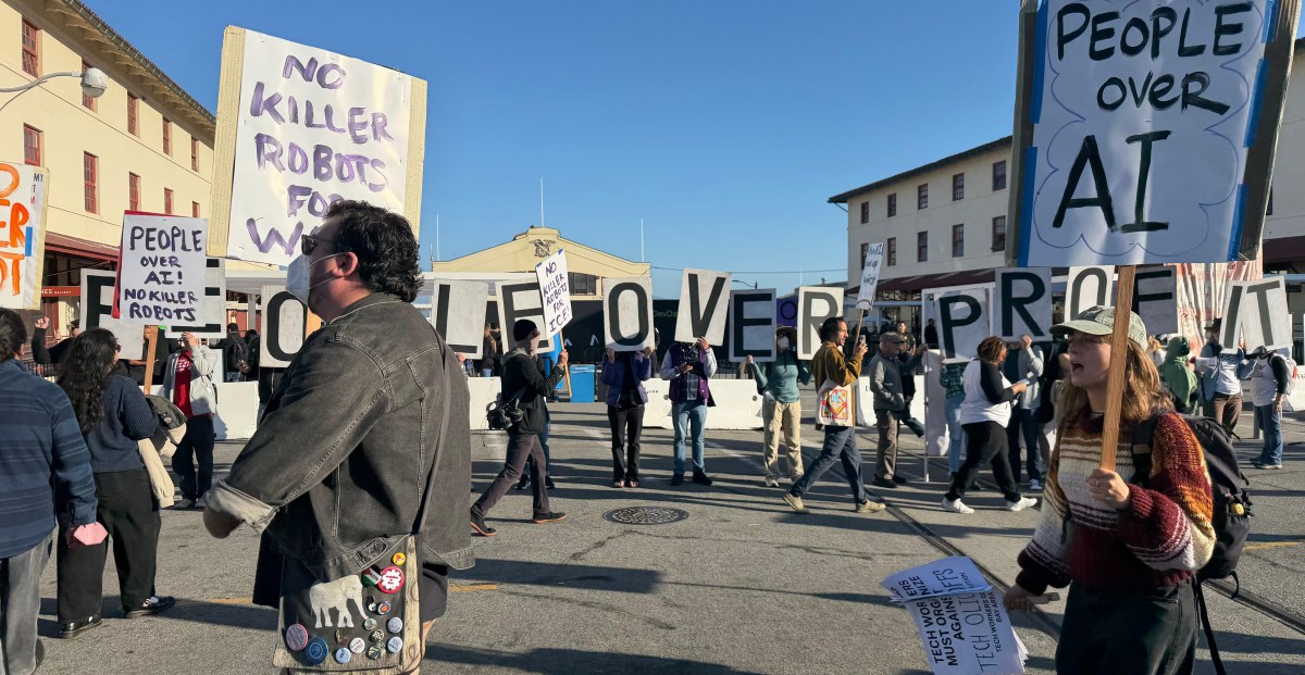Protesters gather at OpenAI's DevDay