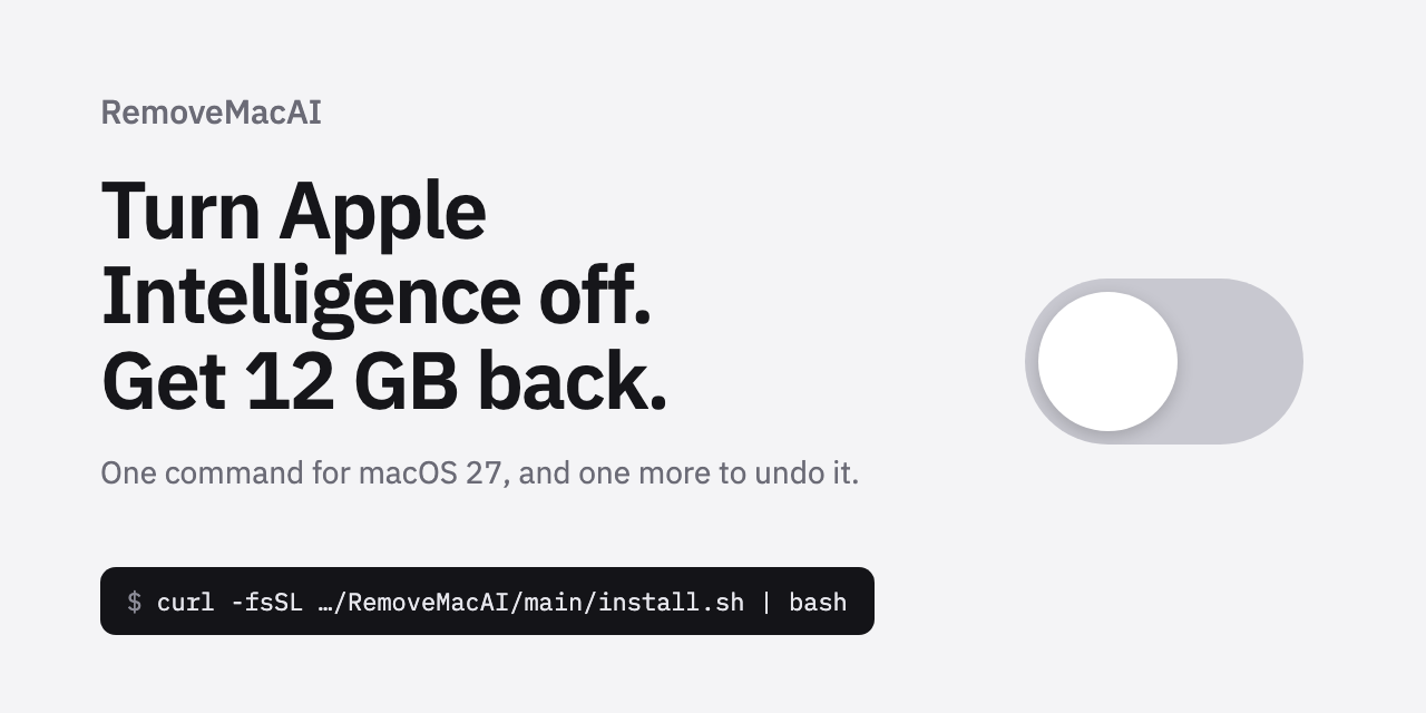 新工具RemoveMacAI可移除并禁用macOS 27的AI模型