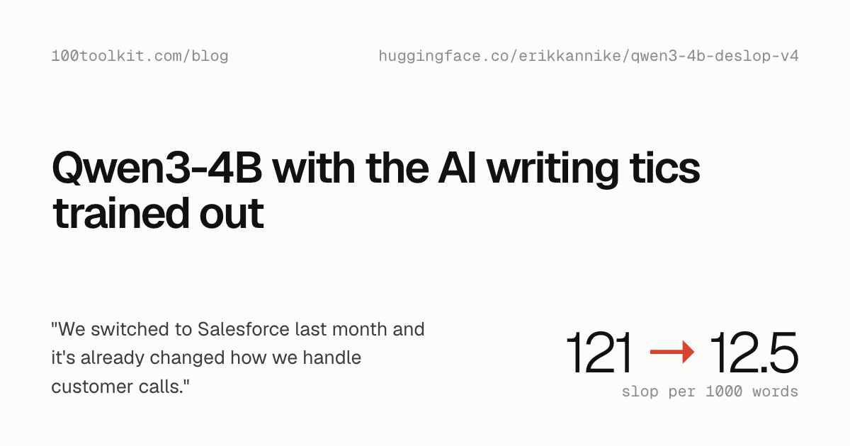 Retrained Qwen3-4B removes AI writing tics