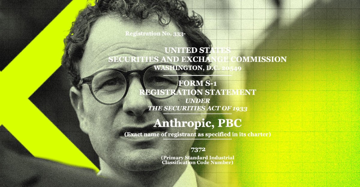 Anthropic files S-1 with valuation seen at $1.5T to $2T