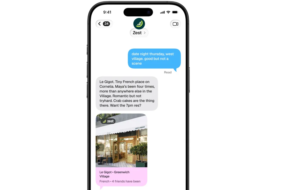 Zest launches AI restaurant concierge over text